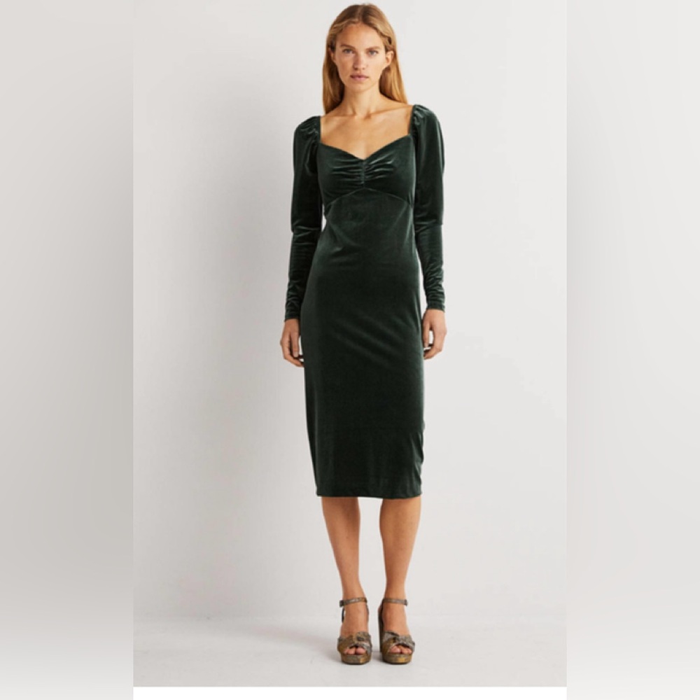 BODEN green velvet Sweetheart Midi Dress